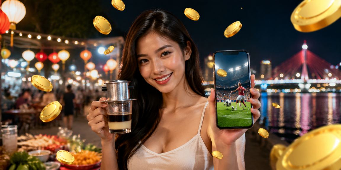 Người dùng Đà Nẵng xem ứng dụng thể thao trên điện thoại tại quán cà phê bên biển