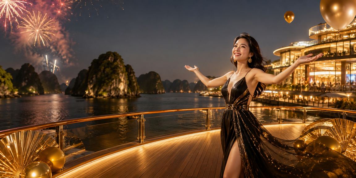 Cảnh vịnh Hạ Long về đêm trong không khí lễ hội – gợi nhớ trải nghiệm giải trí trực tuyến