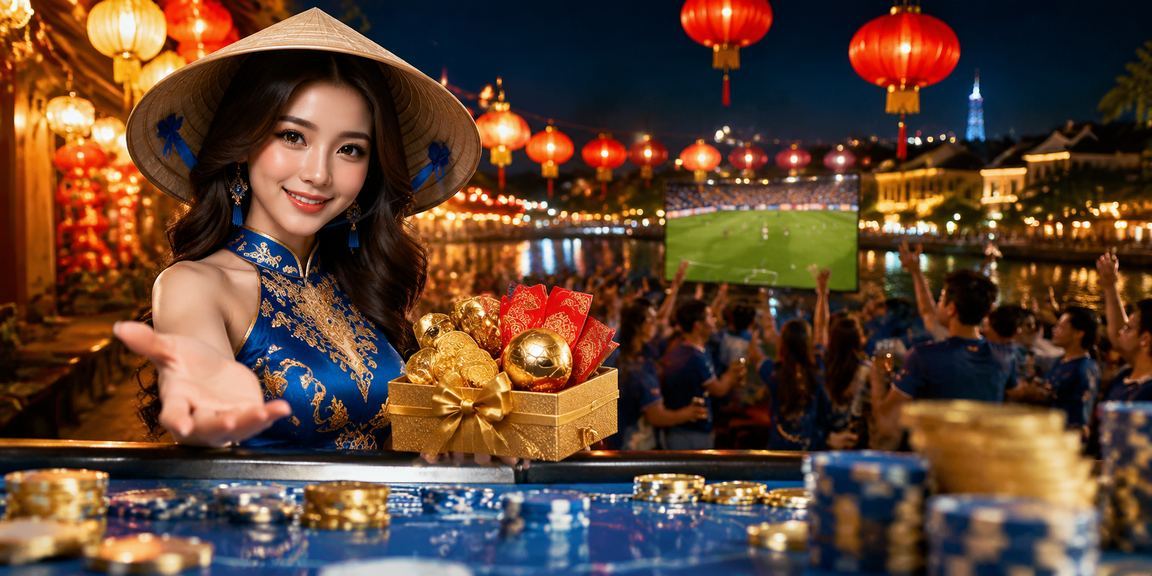 Người phụ nữ Huế trong trang phục truyền thống với phong bì đỏ may mắn