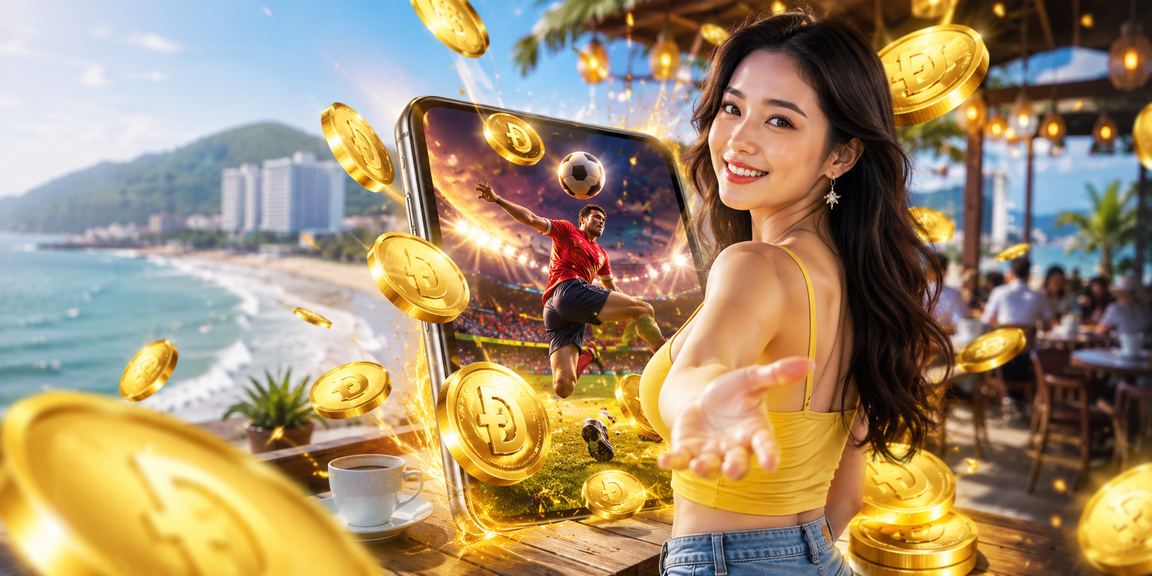 Người dùng Vũng Tàu xem kết quả xổ số tại quán cà phê bên bờ biển